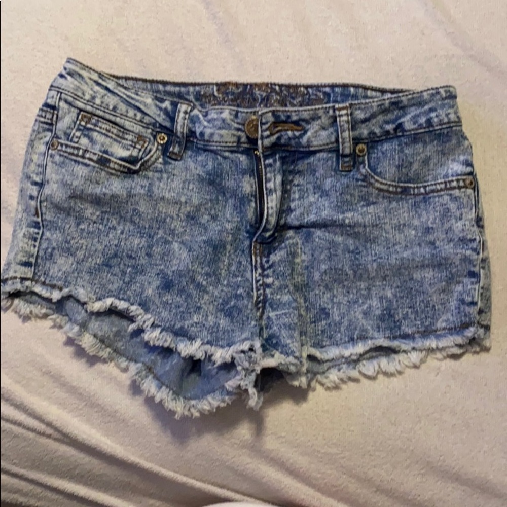 Acid washed jean shorts